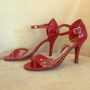 Red heeled sandals